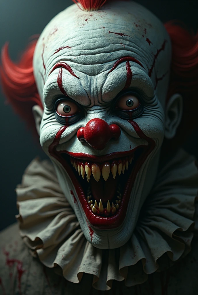 Scary Clown Smile, with blue hair