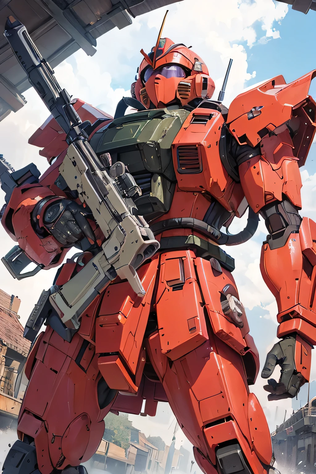 Please draw what you like.8k,MS-05, zaku 1, monoeye, gun,masterpiece ,amazing, dynamic production, extremely detailed, extremely beautiful and fain design extremely beautiful and fain colors, high resolution, cinematic style ,illustration, gundam,sci-fi, HD, Gquuuuux