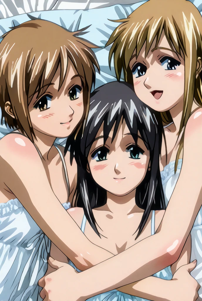 (A superb exquisite haruhi suzumiya), (haruhi suzumiya:1.5), (kyoani haruhi style Uniform:1.5), brown eyes, brown hair, natural straight hair, hairband, ribbon, straight bangs, solo, nature, extremely delicate, straight facial features, peerless beautiful girl, soft, (sensual face), ((ecchi face)), dreamy quality, exaggerated facial features, solid color, frank holly, delicate face, bright lips, slender waist, soft curves, real light and shadow, super fine, 4k, natural moving, Ultra high resolution, (masterpiece:1.2, best quality), (finely detailed beautiful eyes: 1.2), (beautiful detailed face), sexy semi-nude model, sexy pose, Ultra high definition white bra and panties, erect nipples,Medium chest, slender body, (bedroom),