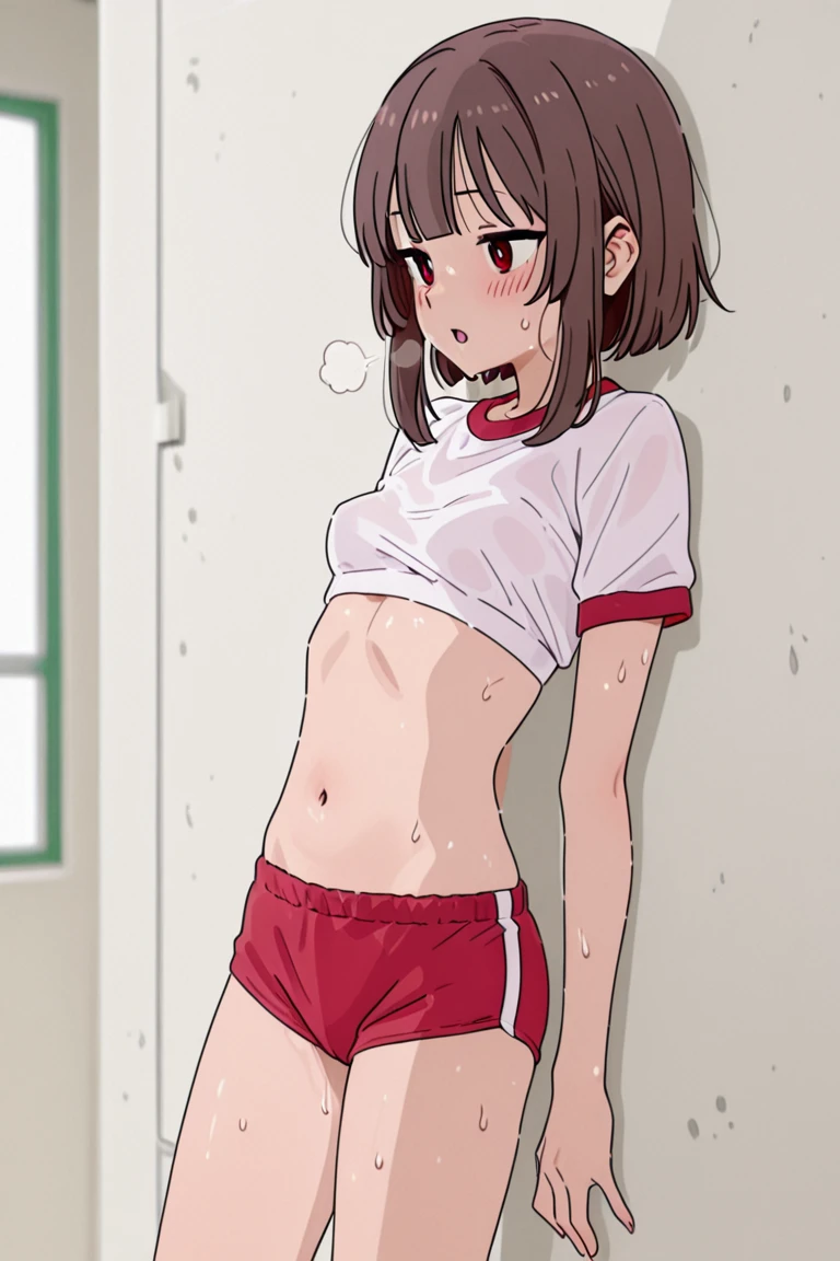 kyoukai、Detailed Description、high resolution、One Girl、Black meat、Black Hair、Short Hair、(blush)、Troubled face、White tank top、White panties、Leaning forward、Looking up、belly button