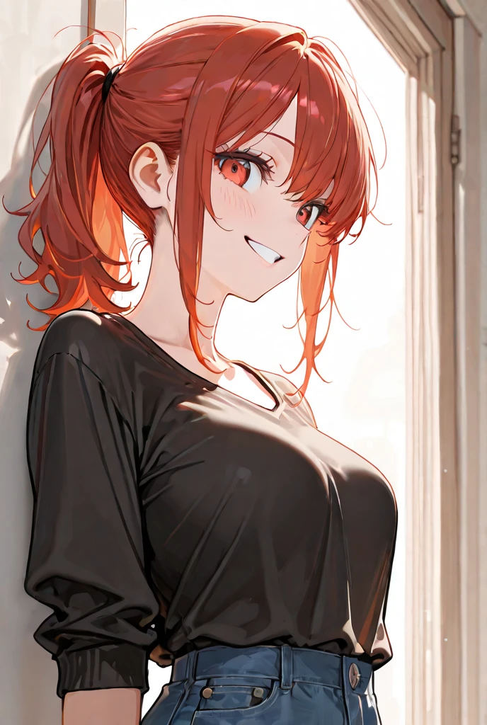 (8k:1.2)(ultra-detailed:1.4),(High quality:1.4),(best quality:1.4),(masterpiece:1.6),(beautiful huge breasts:1.1),(beautiful face:1.3),(beautiful woman:1.3),(bright red hair:1.4),medium hair,a mole around the mouth, (sweat:1.2),(aroused:1.2),(embarrassed:1.2),(blush:1)(black sweater:1.4),(close-up:1.2),sweater lift,(black lace bra:1)