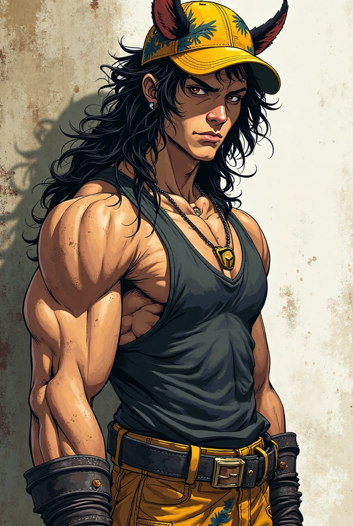 (((((Wow, I thought that boy was a beautiful girl!))))), 1boy, abs, amber eyes, belly, biceps, big bulge, huge bulge, big muscles, big pecs, black hair, blush, clothes pull, crossdressing, curled hair, curly hair, curvy, drill curls, ear piercing, ear rings, earrings, eyeliner, eyeshadow, fat mons, femboy, freckles, fupa, girly, girly boy, hoop earrings, jewelry, long eyelashes, long hair, long nose, looking at viewer, makeup, male, male focus, mole under eye, musclegut, muscular, muscular male, otoko no ko, parted bangs, parted lips, pecs, pectorals, presenting, ringlets, sanpaku, tsurime, slightly chubby, solo, solo male, stocky, swept bangs, tan, tanned, thick eyebrows, thick neck, thick thighs, trap, close-set eyes, yellow eyes