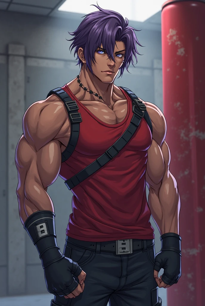 homen, short curly black hair, eyes black, black eyebrow, cloud strife, solid snake