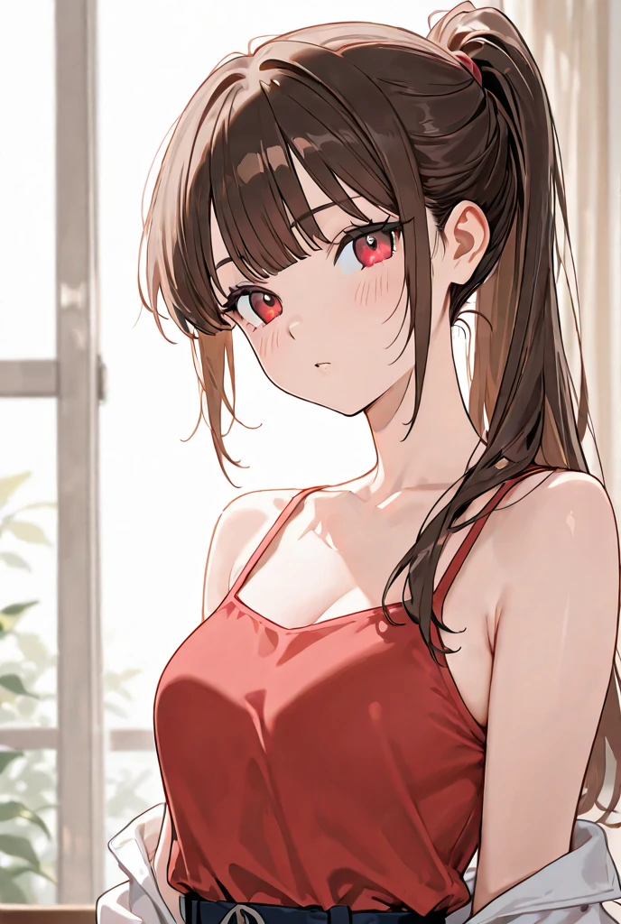 Face Focus, Portraiture, Glowing black eyes, Feminine style, One Girl, asymmetrical bangs, bangs, Black Hair, goodid, good, looking at the camera, smile, night, city, Bob Hair, abdomen, Red lips, shirt, alone, Are standing, goodid, Upper Body, , pink blouse、Open-chested, Perfect body line, beautiful kubire, beautiful, Mischievous face