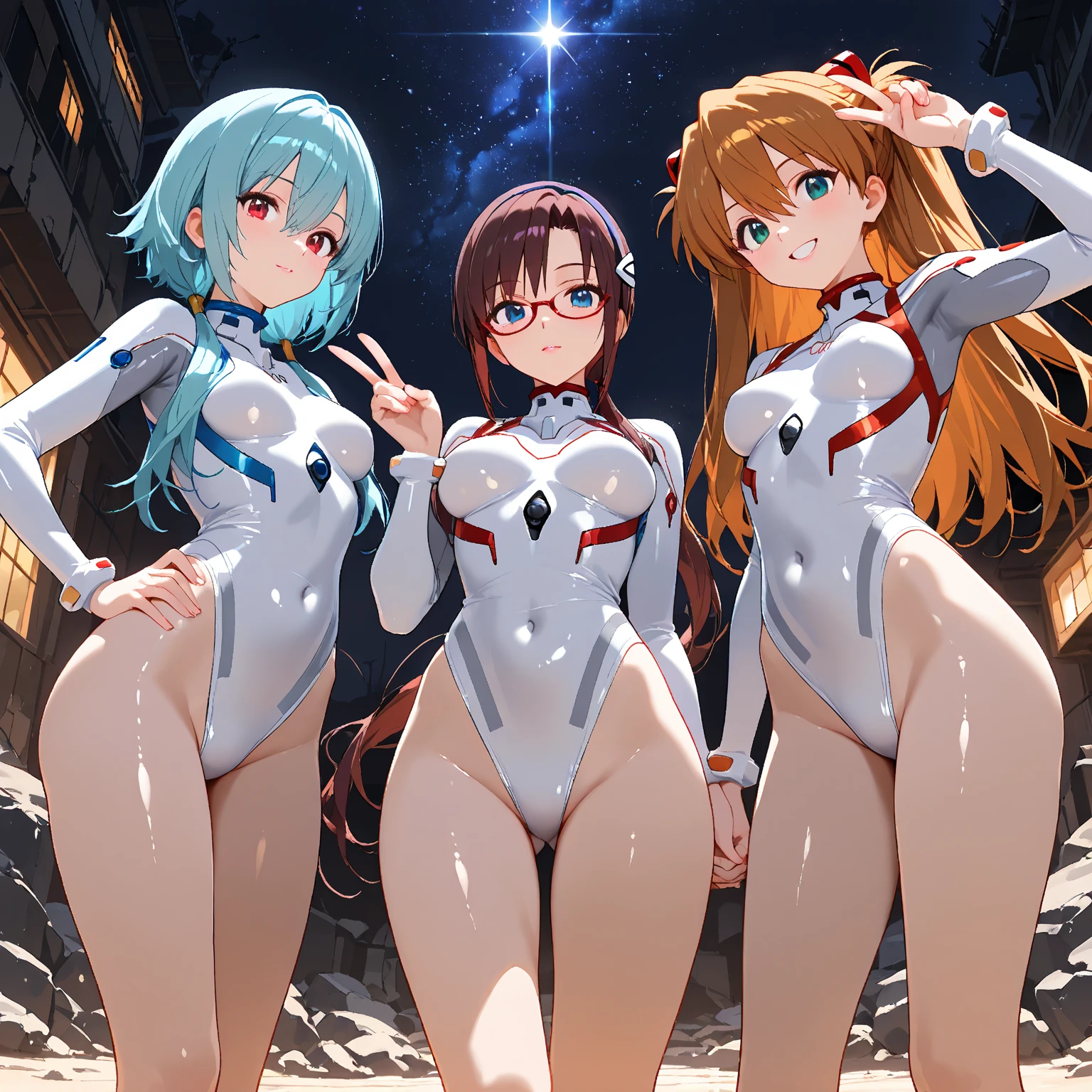 Masterpiece, 4girls, each dressed as a maid. The maids are wearing identical uniforms, beauty and cute, high detailed, dinamic lighting, vivid colours, ultra large saggy breasts, massive cleavage exposed, A giant spacecraft navigating interstellar space, Sophisticated design, huge geometric figures stacked in layers,standing, white skin, blue eyeballs, blonde hair, happys, various hair styles, harem, perfect eye, perfect face, Symmetrical eyes, well-aligned, with a natural and proportionate gaze, Observing their master with a servile gaze.
