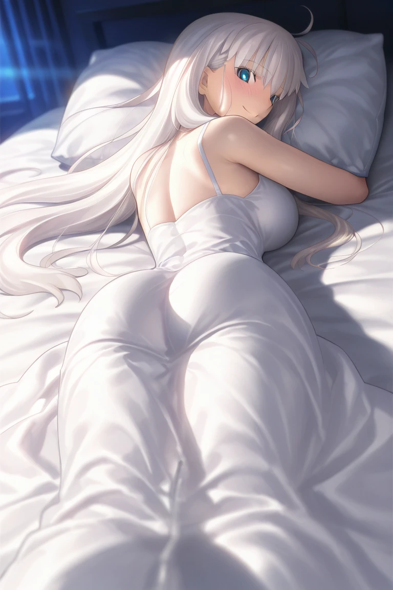 realisticlying, A high resolution, 1 rapariga, White color hair, korean people, eBlue eyes, The transparent cheongsam is flying,Sheer tight-fitting garments,Beads of sweat dripped down the buttocks,Large chest,Wide buttock, your ass,Butt visible,Visible on the back,buttocks visible,Ass pouted,wide wide shot,Cinema lenses,The skin glows,space ship,