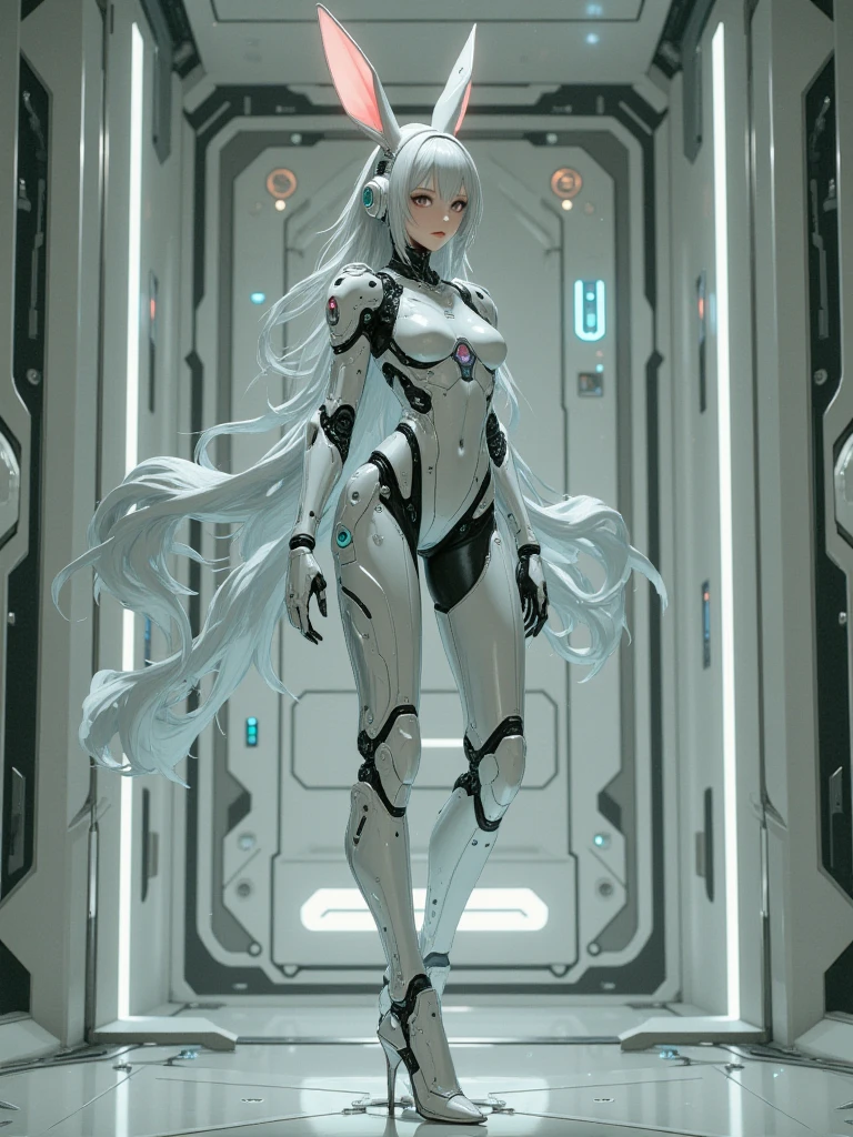 masterpiece, best quality, glowing eyeslong hair with long locks,white_hair,red_eyes,white_thighhighs,small_breasts,{{Mechanical wing}},{{Metal wings}},{{Mecha wing}},{mecha clothes},robot girl,beautiful detailed face,Mechanical-arm,((beauty detailed eye)),{mecha,huge_filesize},beautiful detailed face, ((beauty detailed eye)), dramatic angle{{beautiful face}},{best quality}, {{masterpiece}}, extremely detailed 8K wallpaper,cyberpunk city,masterpiece,highres,detailed manga illustration,(bare shoulders), (skinny),mecha musume,(Above the thigh:1.3), ((solo)), beautyful eyes, ((shiny eyes)), <lora:A-Mecha-REN[color_theme,mecha musume, mechanical parts, robot joints,headgear,full armor]:1>