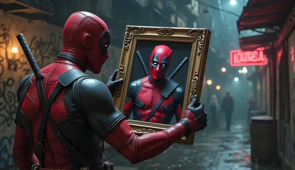 Deadpool painted a picture with blood 