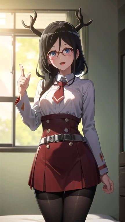 Highest quality, masterpiece, High resolution, alone, {Ryujo_Fleet Collection:1.15}, brown_hair, Twin tails, brown_eye, mag de ama, visor_cap, His posts, length_hair, smile, Open_mouth, One person, Japanese_Clothes, Red Jacket Scroll, shikigami, skirt, Grin, pleed_skirt,(Huge breasts:1.4)