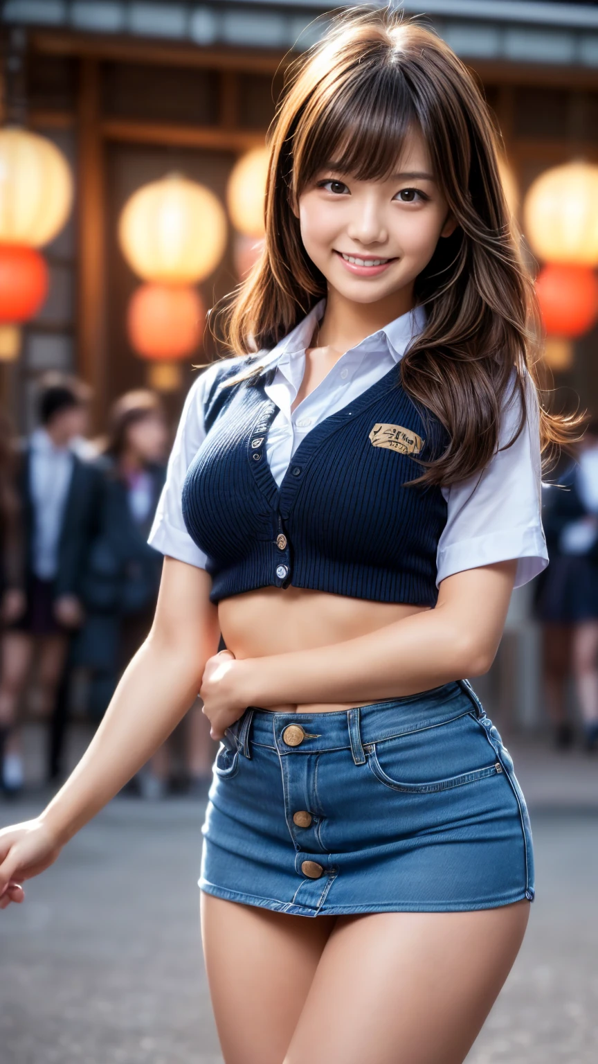 1girl, (uniform_doodle, doodle), Open the buttons on her shirt and reveal her cleavage, outdoors, detailed face, detailed eyes, big natural breasts, hard nipple, can see her nipples, shiny skin, wearing sexy transparent bra, sexy bra, mini skirt, sexy skirt, looking at the audience, (laughing cute: 1.2), (happy), (8k, RAW photo, best quality, masterpiece: 1.2), (realistic, realistic: 1.37), ultra-high resolution, getting wet all body, wet body