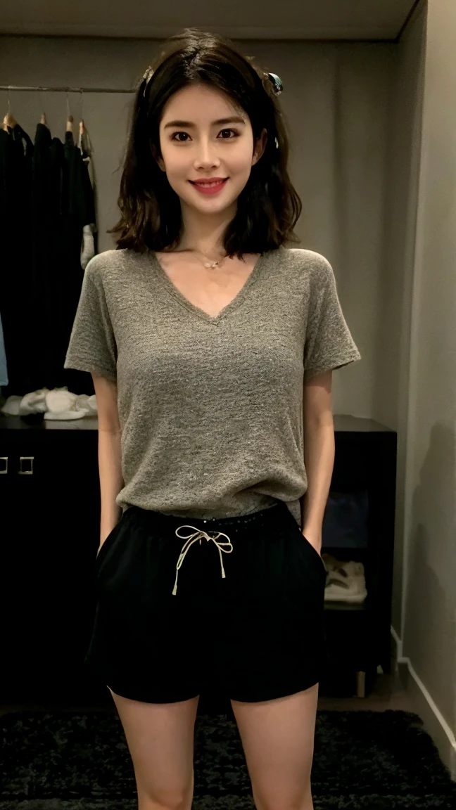 (1 woman:1.99)、(Wide forehead、Very short hair、Very small amount of hair、Forehead、Fuji frame:1.1)、Sunburn、17 years old、Naughty、Happy expression、満面のsmile、Weakness、love、I feel very comfortable alone、(Checkered Skirt),((Very sleepy、Improves skin texture,smile、Narrow eyes、Very weak eyesight、Very weak eyeliner、Eyes slightly closed、I know the shape of your head、Oval Face))、(slicked back hair:1.25)、Photographic, Raw photo, Mastepiece, Highly detailed photos, Digital SLR, Photo-realistic 1.4, Super hello nothing, Best Quality,(standing、tilting your head、whole body:1.7)