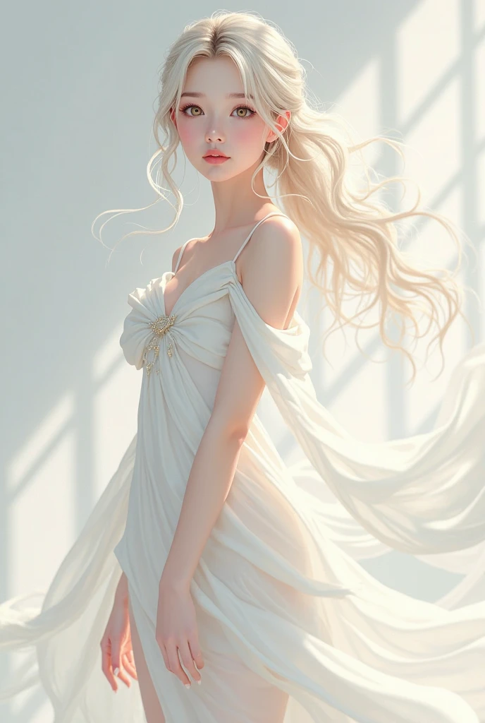 a sensual woman floating mid-air, delicate facial features, long flowing hair, graceful pose, glowing ethereal skin, shimmering sheer dress, dramatic chiaroscuro lighting, cinematic dramatic atmosphere, elegant fantasy art style, vibrant colors, cinematic lighting, photorealistic, (best quality,4k,8k,highres,masterpiece:1.2),ultra-detailed,(realistic,photorealistic,photo-realistic:1.37)