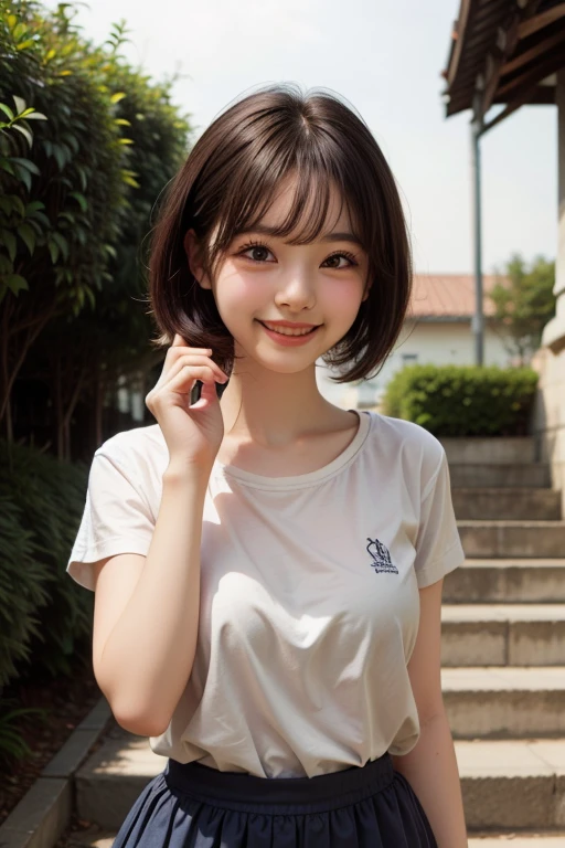 closeup shot , Best picture quality (8K, high resolution, Masterpiece: 1.2), super detailed, 215 Short Hair, 16-year-old woman,
situation: In the green park、Woman having fun blowing soap bubbles。
clothing: Casual denim shorts、T-Shirts、sneakers。
angle:
Close-up: The moment you blow a bubble、A detailed image of softly flying soap bubbles。
Detailed depiction: With the greenery of the park and the blue sky in the background、Emphasizing a relaxing atmosphere in nature。
Emotional moment: A happy smile as she stares at soap bubbles、Captured chasing soap bubbles floating in the wind。
, Close-up of face
, random cute pose ,big eyes ,Puffy eyes , Heart Pupil, blush , huge shy smile , salute