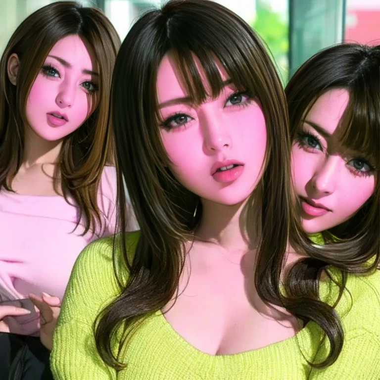 there are two women that are posing for a picture together, yoshitomo nara and aya takano, exclusive, huang yuxing and aya takano, 8k selfie photograph, profile pic, dang my linh, with her long, with a twin, with ivy, lalisa manobal, ruan jia and brom, ayami kojima and lyde caldwell