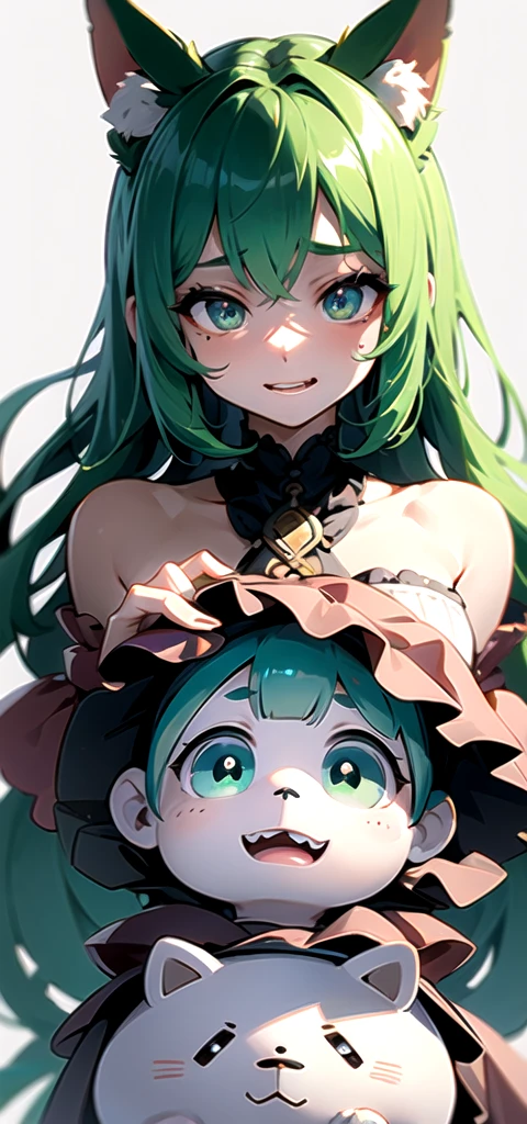 demon slayer, girl long black hair emerald green eyes, slanted eyes