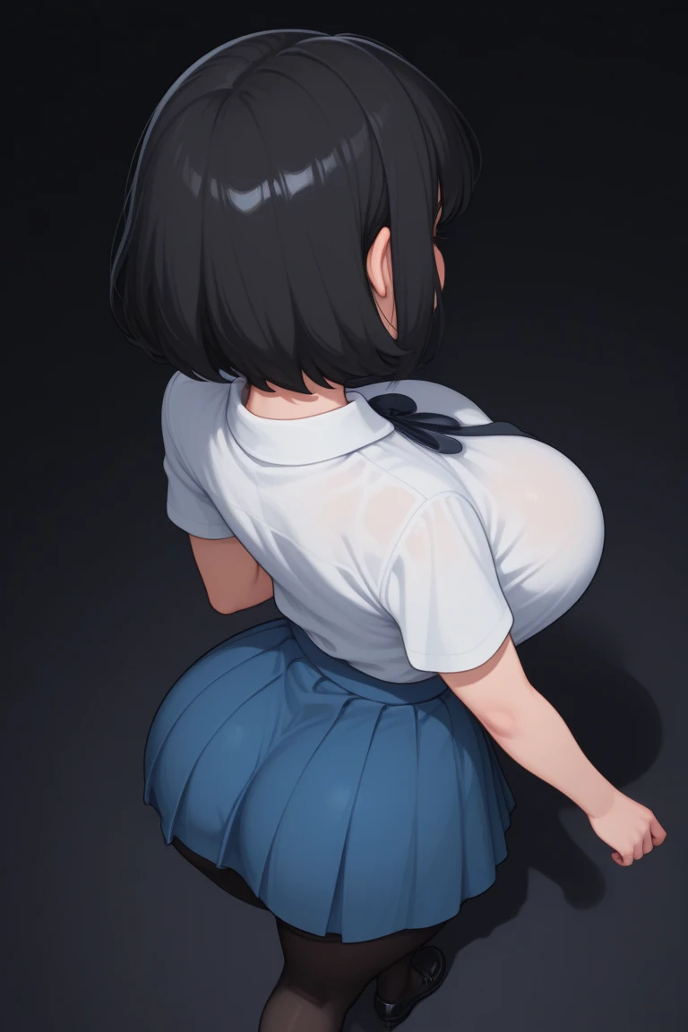 ((work of art)), ((best qualityer)), ((4K)), very beautiful and young girl,the short hem of shirts, Raise the hem of your shirt to show your belly, short shirt, white shirt, translucent camida, an extremely short skirt, Black Skirt, skirt a little transparent, pretty short skirt, the body would be on the coast, with a tight ass, very big ass, very big breasts, breast nipple showing on the shirt, the skirt doesn't cover the entire ass, ass showing, White-panties, calcinha bem fina, showing panties, very translucent panties, big ass and well pushed back. coastal body, com a very big ass aparecendo, shorter skirt e no nivel da virilha. Very translucent and thin panties, pantiesm tight, shorter skirt, 5 cm skirt, the hem of the skirt would be level with the crotch, her intimacy appears from behind too, a chubby intimacy.
