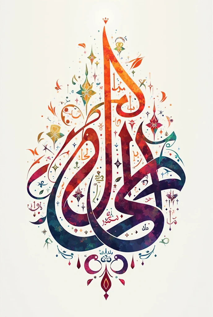 Caligraphy arabic on a canvas using only 5 colours