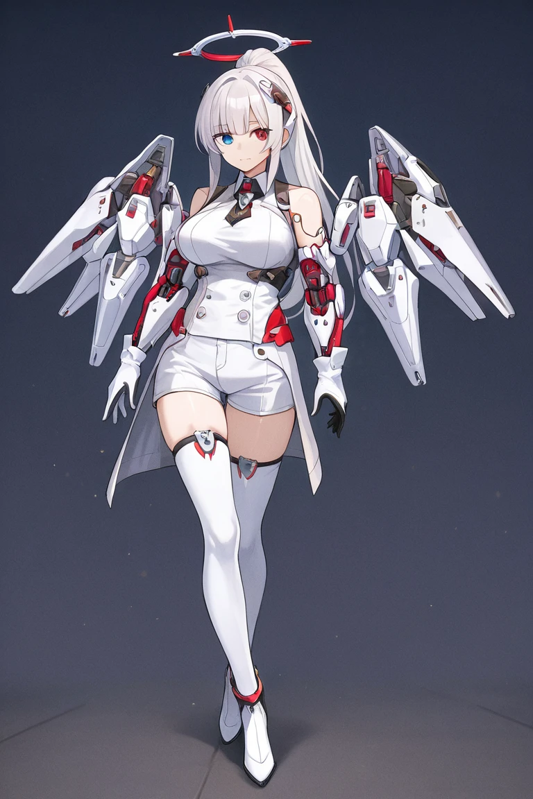 16k, highres, best quality, simple back ground, white background, full body shot, front view,
, official art,character reference:1.4, multiple angle:1.2 , mecha musume:1.3, breasts close up, epic ecchi:1.4, exoskeleton:1.7, mechanized body suit combination panda:1.6, white and black,
, 1 milf idol oneesan girl, standing, slingshot leotard, mechanized armor:1.4, thighhighs ,high heel:1.2