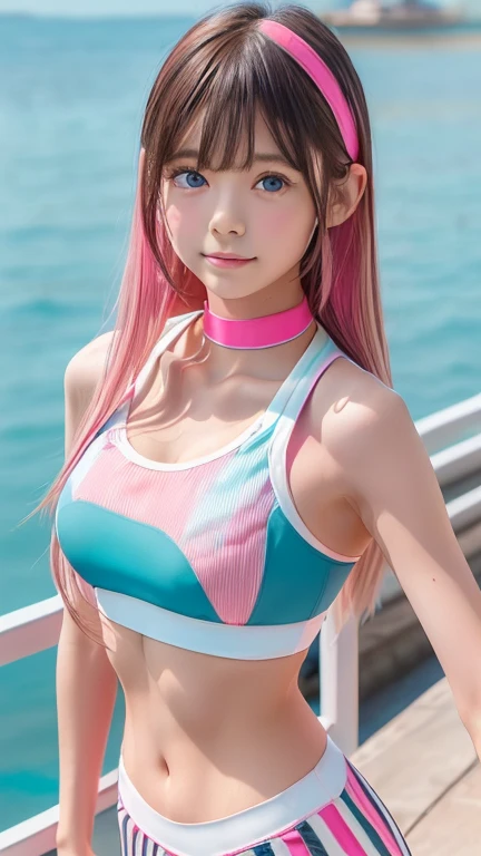 (((1 small cute girl/Super Flat Chest/whole body))),(((At the Beach))),(((innocent))),(((Petite figure))),(((Big Blue Eyes))),(Lightroom:1.13)、Soft Light、(Natural Skin Texture:1.2)、(Hyperrealism:1.2)、Sharp Focus、Highest quality, Photorealistic, In 8K, High resolution, (Skin Dentition), (Portrait:0.6), Pure Eros Face_v1:1,(((A pure 10-year-old)))、Nice cute girl、(((hot pink and deep pink combination sports bra swimsuit/Small breasts:1.72))),((Dark blonde long straight hair/Hair band, Parted bangs:1.7)), (((See through clothes))),(((Undersized clothing))),(((Revealing clothes))), (((Childlike)))、(((Loli))),(((camel toe))),(((Super Flat Chest))),(((Shape of the pussy))),(((NSFW)))