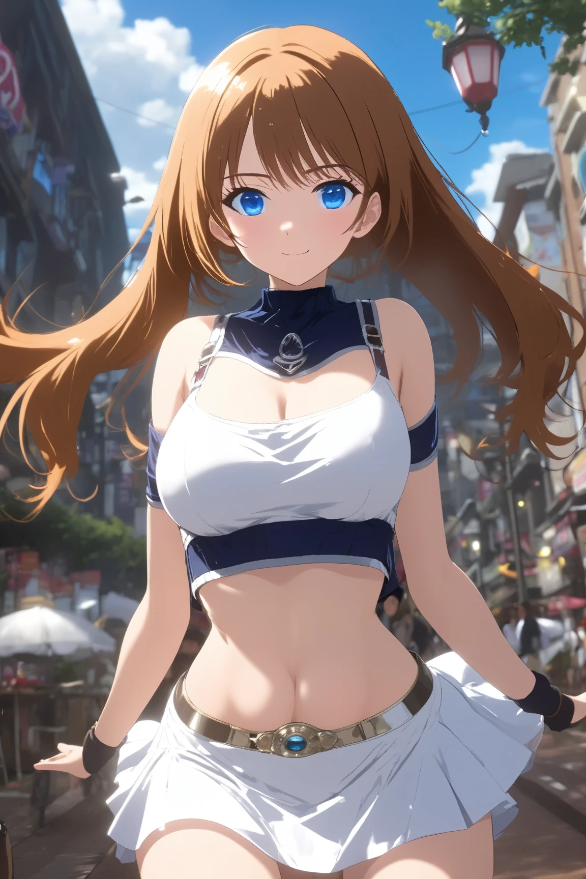 1girl (kate mara), st. louis (azur lane), standing, upper body, dress, silver dress, (revealing clothes:1.3), scenery,, anirl, best quality, ultra high res,