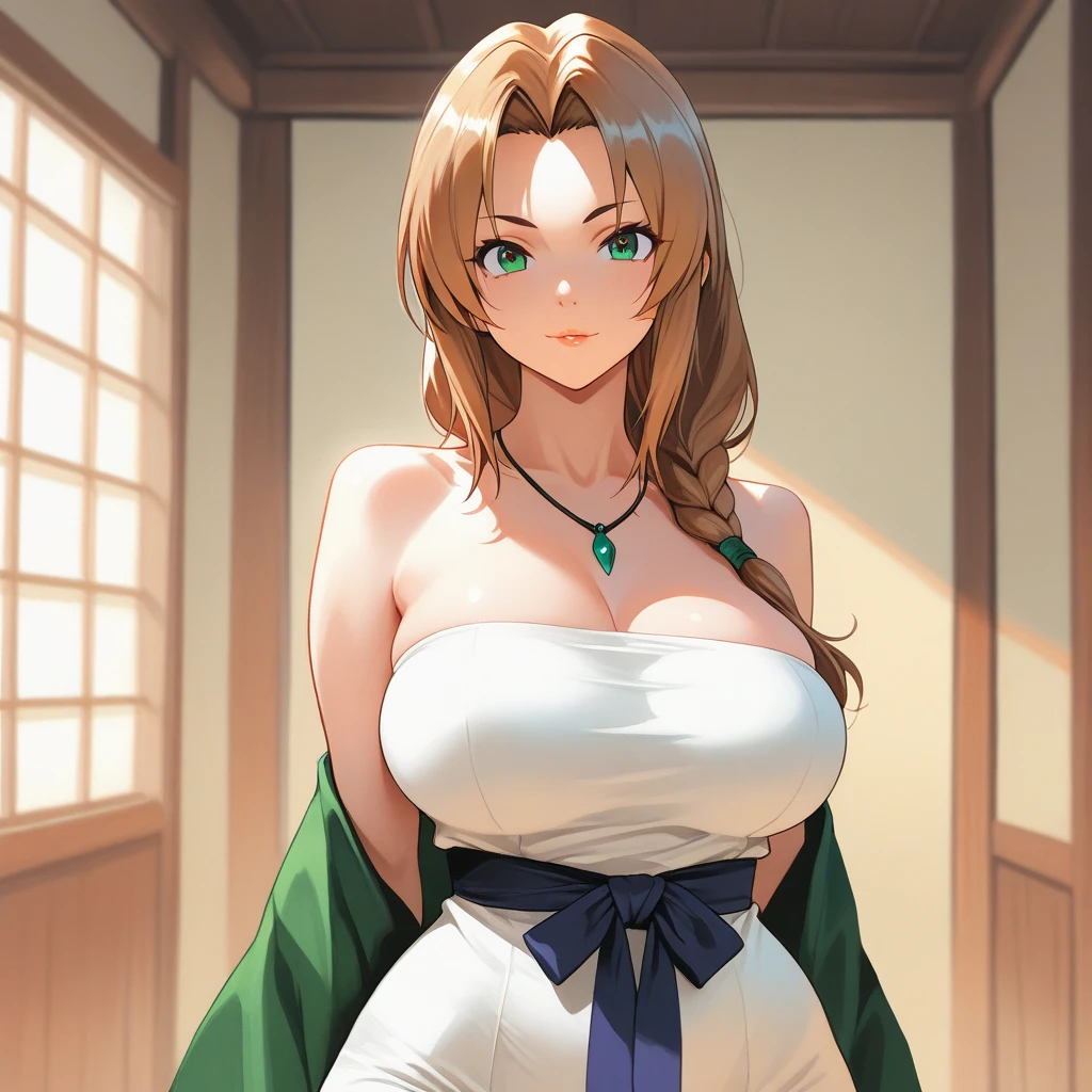 tsunade, tsunade, blonde hair, yellow hair, facial mark, forehead mark, long hair, makeup, mature female, (brown eyes:1.7), (medium breasts:1.2),
BREAK cleavage, bare shoulders, green kimono, japanese clothes, kimono, off shoulder, wide sleeves,
BREAK outdoors, city,
BREAK looking at viewer, (cowboy shot:1.5),
BREAK (masterpiece:1.2), best quality, high resolution, unity 8k wallpaper, (illustration:0.8), (beautiful detailed eyes:1.6), extremely detailed face, perfect lighting, extremely detailed CG, (perfect hands, perfect anatomy),