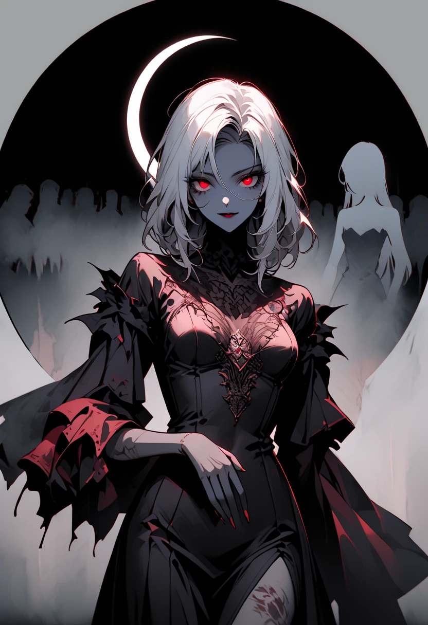 Anime, femelle, Démon, fantaisie, art, sombre, blanc, noir, Sang, Sang, Sang, Sang, Sang, Sang, Sang, Sang,, sombre fantaisie style art, gothic maiden Anime girl, in style of sombre fantaisie art, sombre witch character, sombre fantaisie art, sombre fantaisie artwork, sombre fantaisie character design, sombre fantaisie illustration