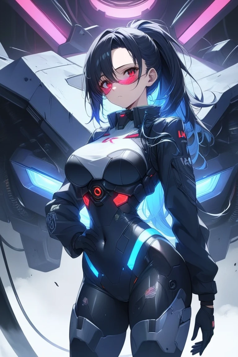 Una mujer atractiva y muy sexy, using a Bery sofisticate sci-fi bodysuit for mecha piloting, detalles intrincados, maximum resolution, 8k, formato RAW, pose de heroina valiente, phone wallpaper, regular tits AND big hips, pale skin, ojos naranjas, short Messy blue hair, goth make up, natural tits physics, detalled face and eyes, hyperealism, diosa majestuosa, presenting her attributes, detailled city ruins background, robot body parts, action shot, en plena guerra, movement, explosiones, disparos, armas, detailled pistols, smoke, fireguns, volando en el aire con jetpack, expression of fury, enojo, frenetismo, toma abierta