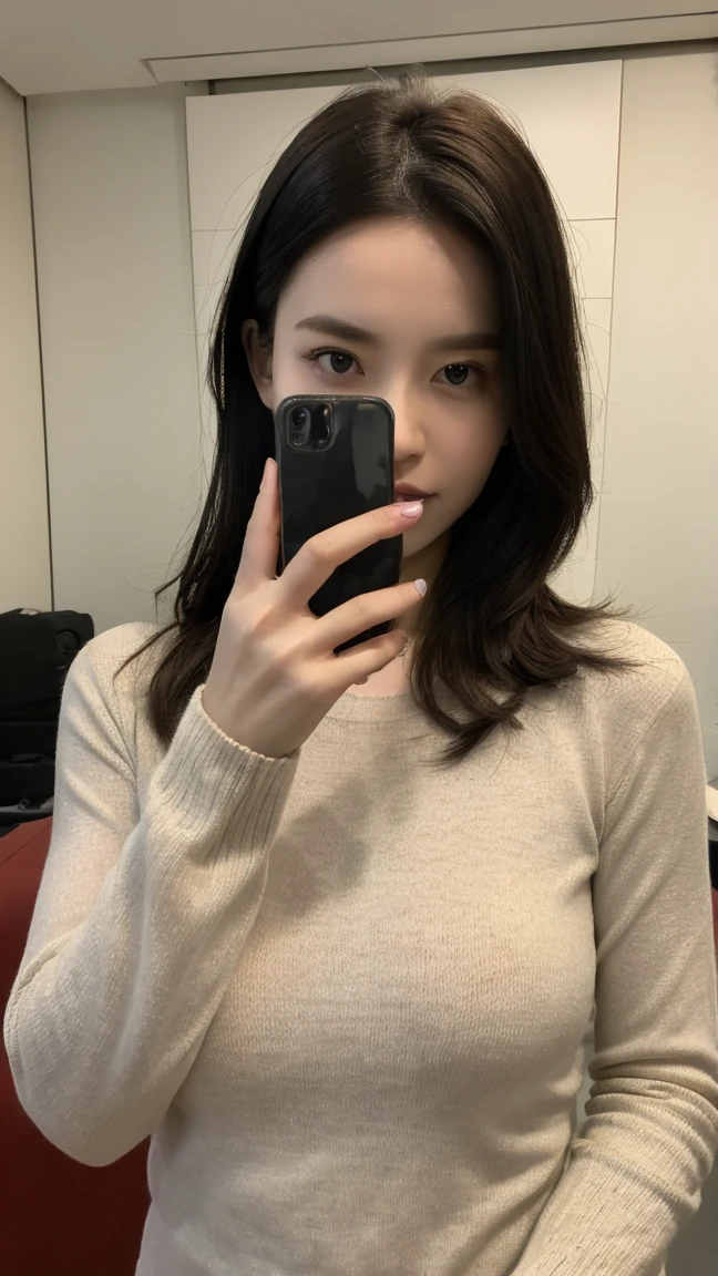 17 year old Japanese girl takes selfie while drawing manga