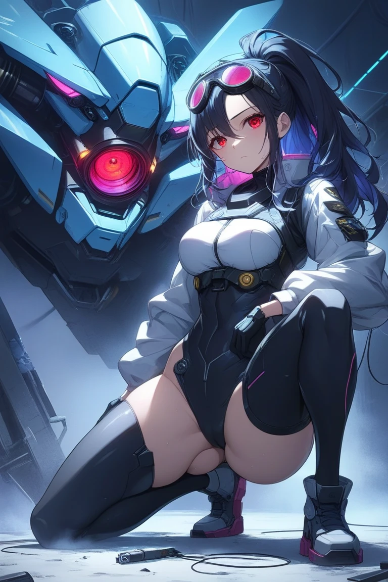((Best quality)) , ((Masterpiece)) , (Detailed) , (cyber punk perssonage:1.3),abstracted, American Expressionism, Shanghai in the background, Ultra detailed, lecherous, moonlit, 8K resolution, face mask, nude NSFW pussy wet small boobs robot