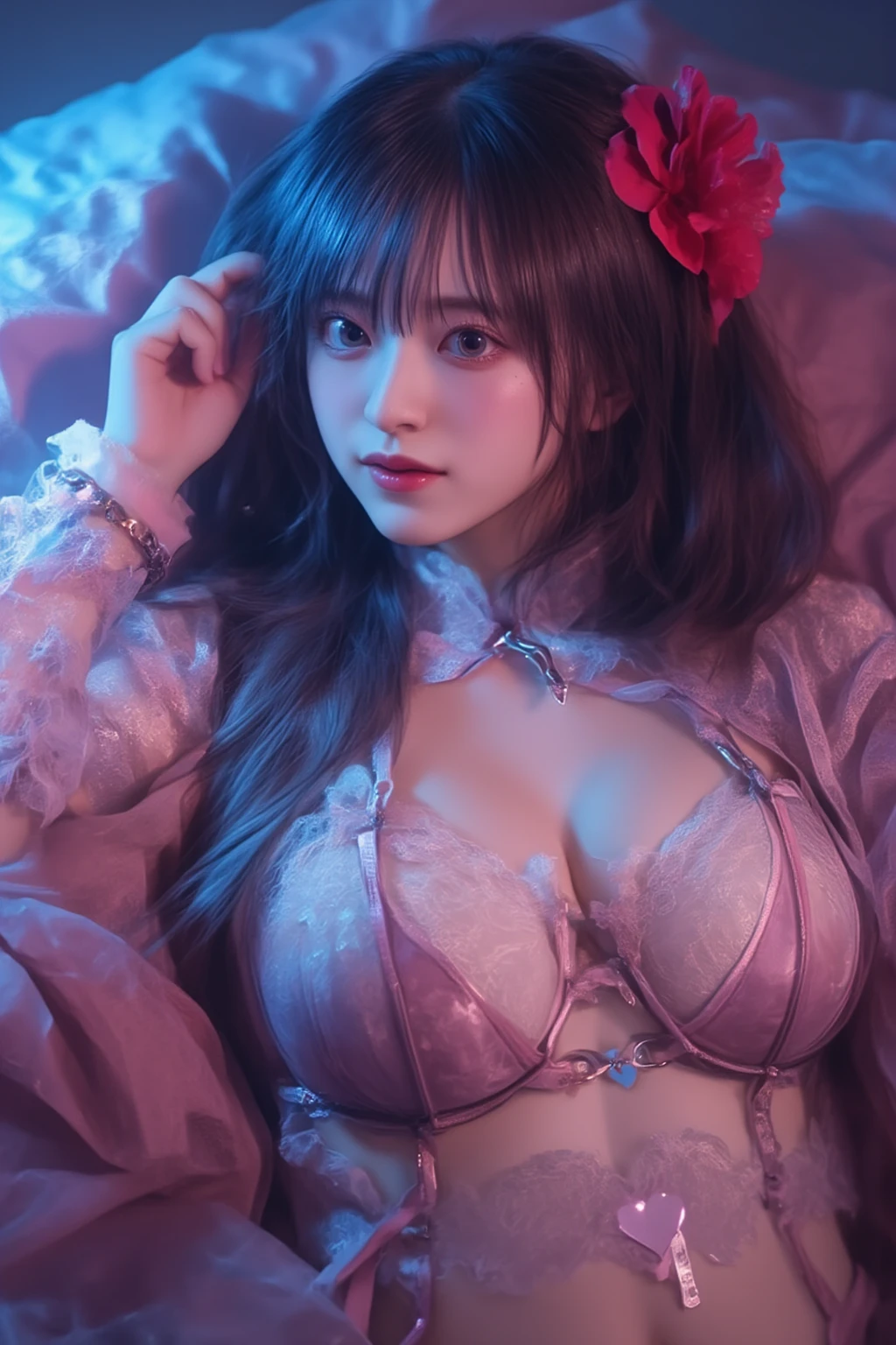 Fine、(The best illustrations)、8k UHD resolution、intricate-detail、top-quality、realisitic、ultra-detailliert、The best lighting、Best Shadows、Soft lighting、Ulutra HD、Dungeon and Dragon、caves、Dungeon、 A Necromancer、natta、Dark style、Succubus、Devil's Daughter、Bat Wings,(((Demon Hornlack-rimmed round glasses))))、(((Colossal tits)))、(Devil's Tail)、(red eyes glowing:1.6)、masterpiece、beautiful countenance、Tindall Effect、photos realistic、(High Detail Skins:1.2)、8KUHD、Digital SLR、hightquality、a picture、hight resolution、 absurderes、Ponytail distortion、best ratio four finger and one thumb、女の子1人、hair adornments、Red sparkling gemstone necklace、jewely、Beautiful expression、Body Up、Large breasts emphasis、Toned waist、Wide buttocks、Tindall Effect、Photorealsitic、(High Detail Skins:1.2)、pink nipple, pink pussy