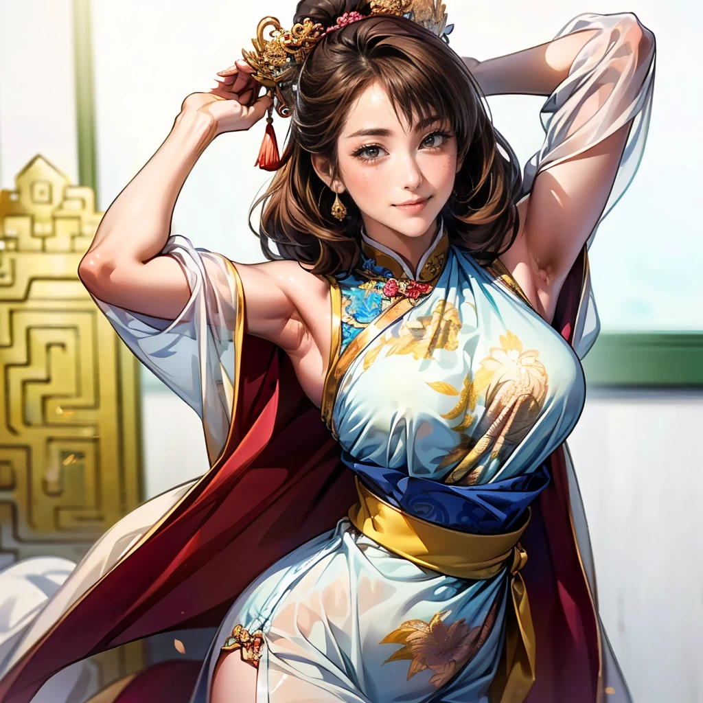 nighttime,full body,KOF:Mai Shiranui ,(((Wearing Transparent ancient Chinese palace embroidery clothing;Golden lace))), Jewelry ,Elegant sitting posture,Masterpiece,best quality,official art,extremely detailed, 3D, Cinema 4D,8k,photorealistic:1.4, ( ##color-tattoo ##,color-tattoo, ~+color-tattoo),(Perfect female curves, huge stacked breast),(A seductive gaze), Facing the camera, Pink lips,Delicate fingers and hands,magic hour, Rembrandt lighting, front lighting and fill lighting, hard shadow,
