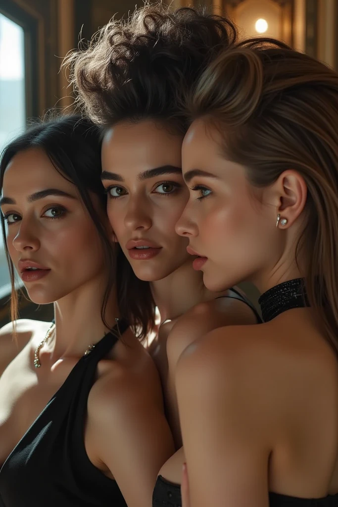 5 girls in 20s, group, long hair, big breasts, looking at viewer, blonde hair, brown eyes, jewelry, full body, necklace, sweater, lips, nose, flirting with camera, sexy, club, sexy perfect anatomy, perfect symmetry, soft lights, dancing in a club, music, party outfit, nice dress, very pretty, perfect eyes, (Eye makeup:1.1), (highly detailed skin:1.1), RAW, analog style, sharp focus, 8k UHD, DSLR, high quality, Fujifilm XT3, grain, award winning, masterpiece.