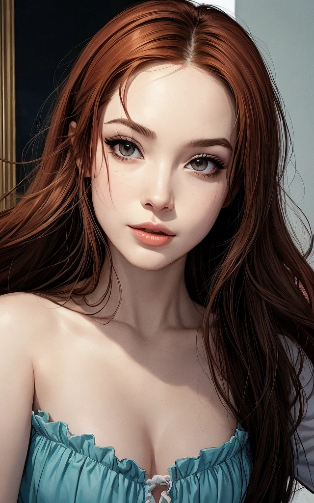 a woman with red hair and a black top, sexy face with full makeup, with professional makeup, sultry look, curly copper colored hair, no makeup wavy hair, thick fancy makeup, beautiful round face, brown hair and large eyes, 18 years old, heavy makeup, full makup, ginger wavy hair, nude couple, anatomicaly perfect, having passionate sex, making sex, making love, sex in public, there is a woman with red hair and a black top, sexy face with full makeup, sultry look, with professional makeup, curly copper colored hair, no makeup wavy hair, thick fancy makeup, brown hair and large eyes, beautiful round face, 18 years old, heavy makeup, beautiful mexican woman, full makup, gorgeous latina face