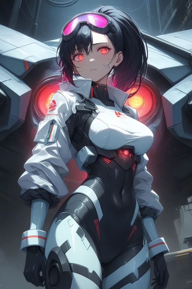 top-quality、Top image quality、in 8K,4K,masterpiece、(NSFW:1.3)、ultra-detailliert、Beautiful、ultra-quality、Cool、girl with(((18year old、Tattered White Zero Suit 1:3、silber hair、a short bob、red eyes、erotick:1.4、Happiness、The tattoo)))、hiquality、visualart、Background with((nightcity:1.2))、masutepiece