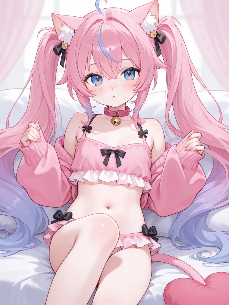 anime girl in lingerie sitting on bed with pink hair, seductive anime girl, beautiful alluring anime woman, beautiful anime girl, anime girl, attractive anime girl, beautiful anime woman, (anime girl), guweiz, artwork in the style of guweiz, pretty anime girl, beautiful alluring anime teen, an anime girl, anime. soft lighting