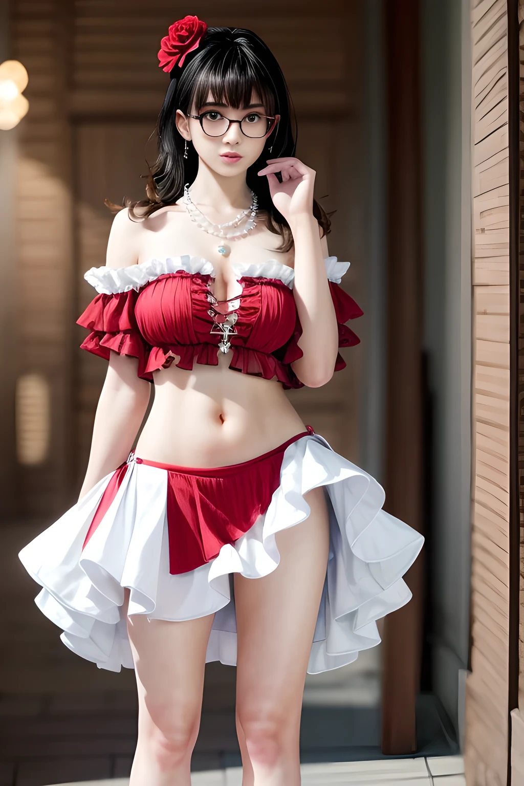 ta 1,skirt,flower ((Full breasts)), ((The skirt is short)), ((Very beautiful legs)), ((Everlasting)), Sitting, ((她用一只手轻轻地掀起skirt,Make gentle and playful gestures)), Practical, Fashion Girl, Red lips, blush, Shy expression, Cute and sweet female, Exquisite makeup, big eyes, beautiful, (best quality, masterpiece:1.2), Very detailed, (Practical:1.37), ((Random Scenes, Random shooting angle)), Young and energetic, Charming model, (Exquisite eyes, Delicate lips), Show a bright smile, Create stunning girl images, warm color, Extremely saturated colors, Official Art, Extremely detailed CG, Unity 8K wallpaper, (High Dynamic Range :1.4), (Movie atmosphere),(Soft colors), (Natural skin texture, ultra-Practical, Soft Light, sharp),(Very detailed), night, moonlight, ((Correct leg shape)), ((Anatomically correct))