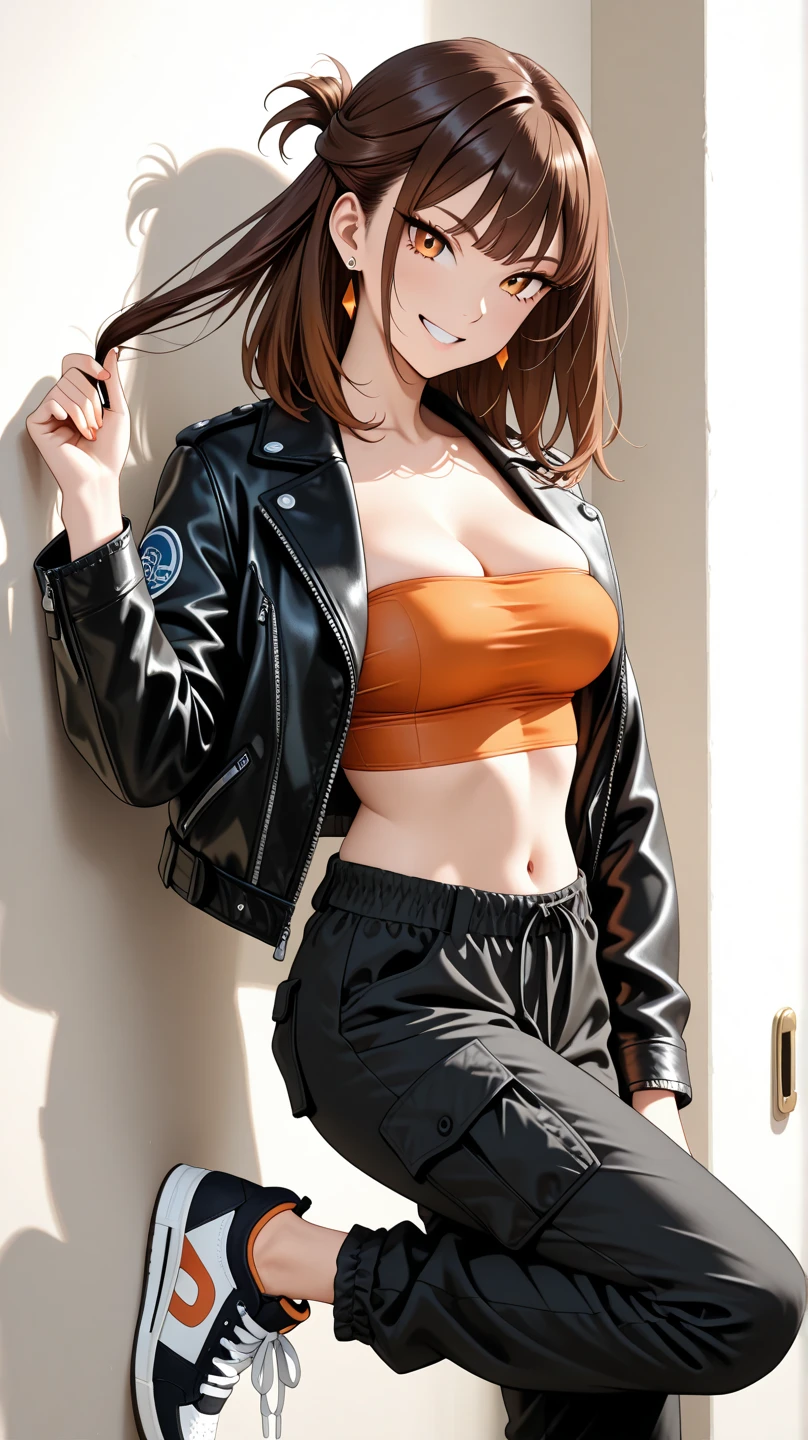 woman wearing only leather belts