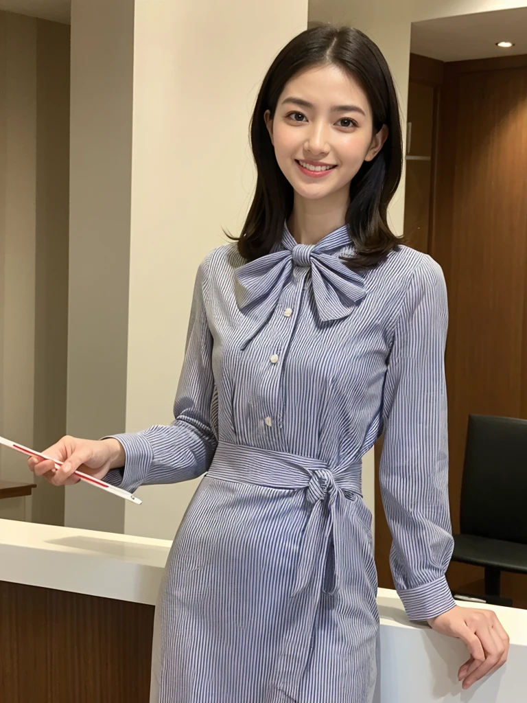 (8K、RAW Photos、Highest quality、masterpiece:1.2)、(Realistic、Realistic)、1 girl、((Office Lady Suits:1.5、Large Breasts、Full body from the front、Pictures for men to masturbate to))、Lots of eyelashes、Glowing eyelids、skeletally correct、smile