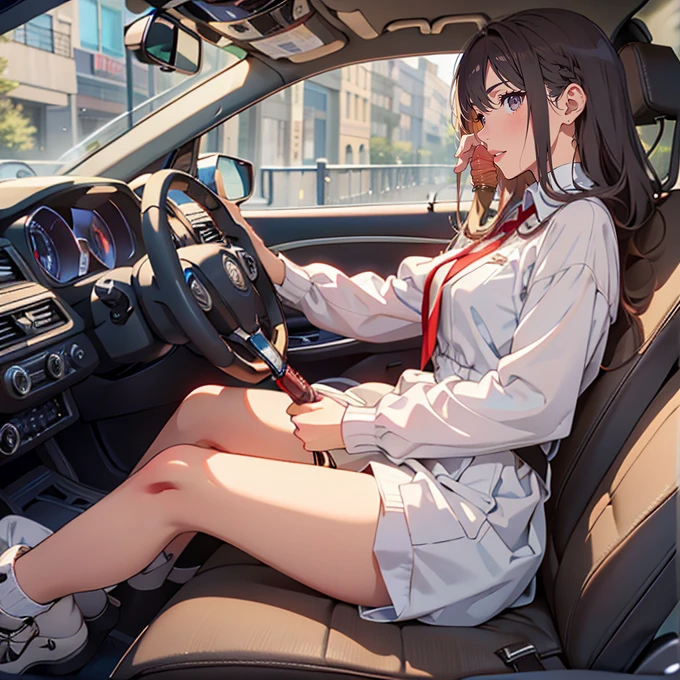Anime girl in the car,Legs up, seductive anime girls, beautiful and seductive anime woman, Beautiful anime girl, attractive anime girls, beautiful alluring anime teen, Extremely detailed Artgerm, Beautiful anime woman, 4K anime wallpaper, | fine detail anime, 8K high quality detailed art, Best anime 4k konachan wallpaper, Guviz