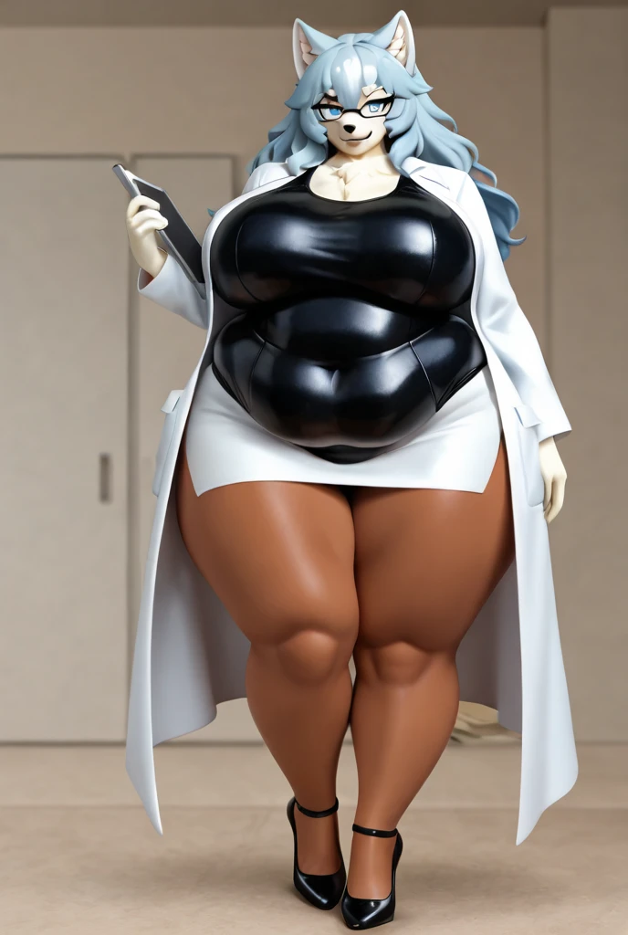 tmasterpiece,finely detailled,Burly woman,Exaggerated large muscles,White stockings nurse uniform,high-heels,White rubber gloves, Full body like,standing on your feet,You can see the feet from the head, Beautiful and charming European female face, Single female,Very fair skin,Very broad shoulders, Strong and powerful arms,Stout arms,Strong and powerful leg muscles,looking to the camera