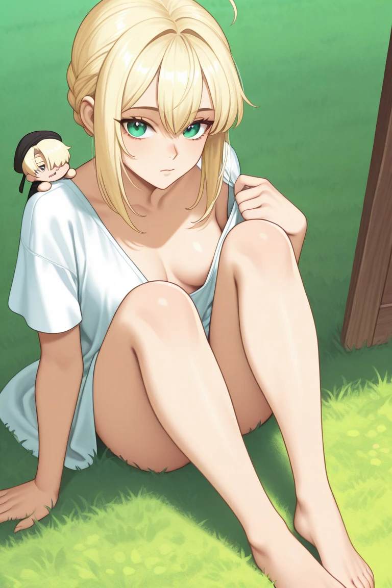 {{{masterpiece}}}, Hyperquality, Very delicate eyes, wrists tied, {{{lying down}}}, {{{Legs wide apart}}}, Looking at you with a sad expression, best quality, blond hair, {{beautiful}}, {{nipple}}, {{{pussy}}}, Elf, {{{12 year old girl}}}, {{{Nude}}}, In a dense forest, beautiful 하늘