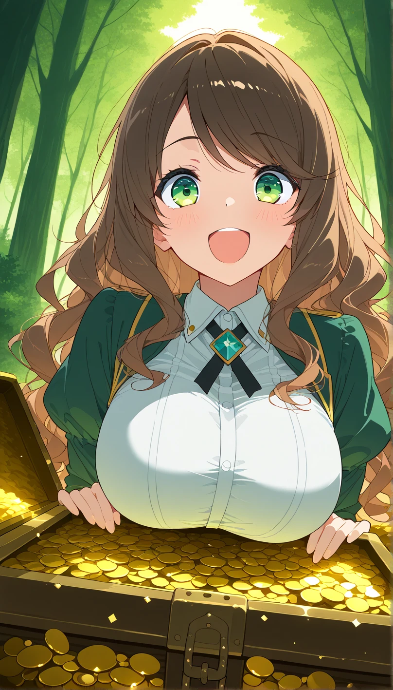 highest quality、All limbs、full finger、Slender beauty、straight hair、brown hair、Dereste、green, white and purple idol costume、high socks、beautiful big breasts、live stage、sing、dancing、big smile、((tits、nipple、no panties、I'm seducing you))、Love juice dripping from the pussy