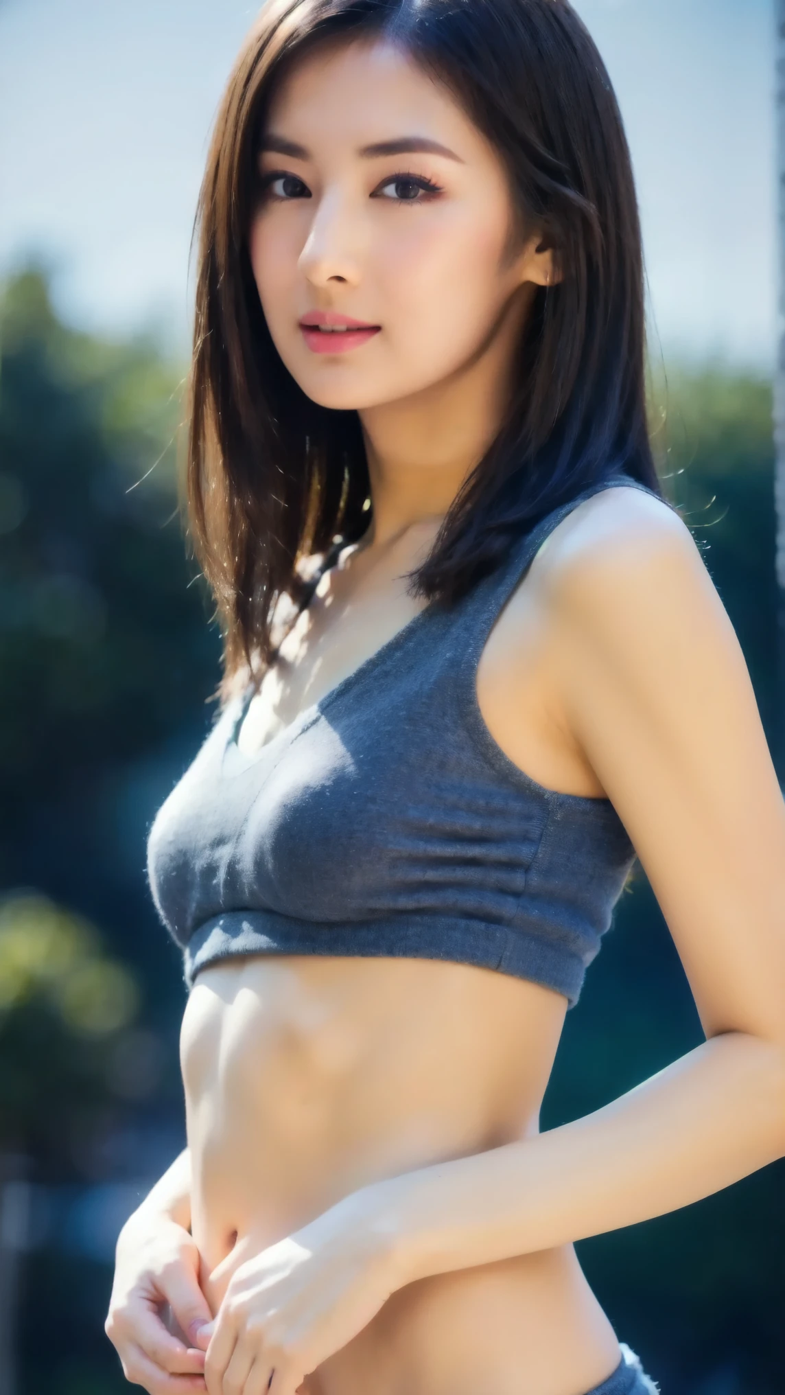 (nsfw),(Censorship off ),( realistic , photo- realistic :1.37), ( Highest Quality , masterpiece:1.2), 8k, RAW photos , high resolution photos , very well detailed, More Information, sharp detail, sharp concentration in naked clothes, ( front view), alone, full body shot of one girl getting her under her real armpit, ( beautiful breasts),(Depiction of a pubic part ), ( Full nude body), detailed face , detailed eyes, I have beautiful eyes on my stomach, sophisticated nose, pale skin, fine skin, clavicle, Bare shoulders, ( Put it under your real armpit ),