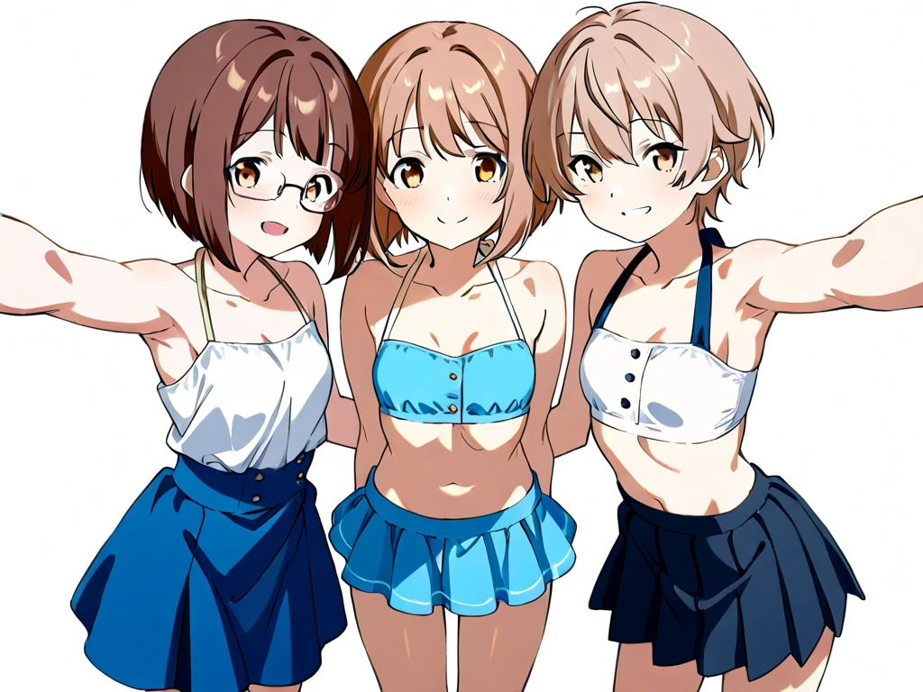 lesbian, dynamic pose, 2girls,misaka_mikoto, , 1girl, ((panties with frog drawing)), ((white cute bra)), excited face, , 1girl, blue panties, black bra,vr Headset,expressionless face, ,