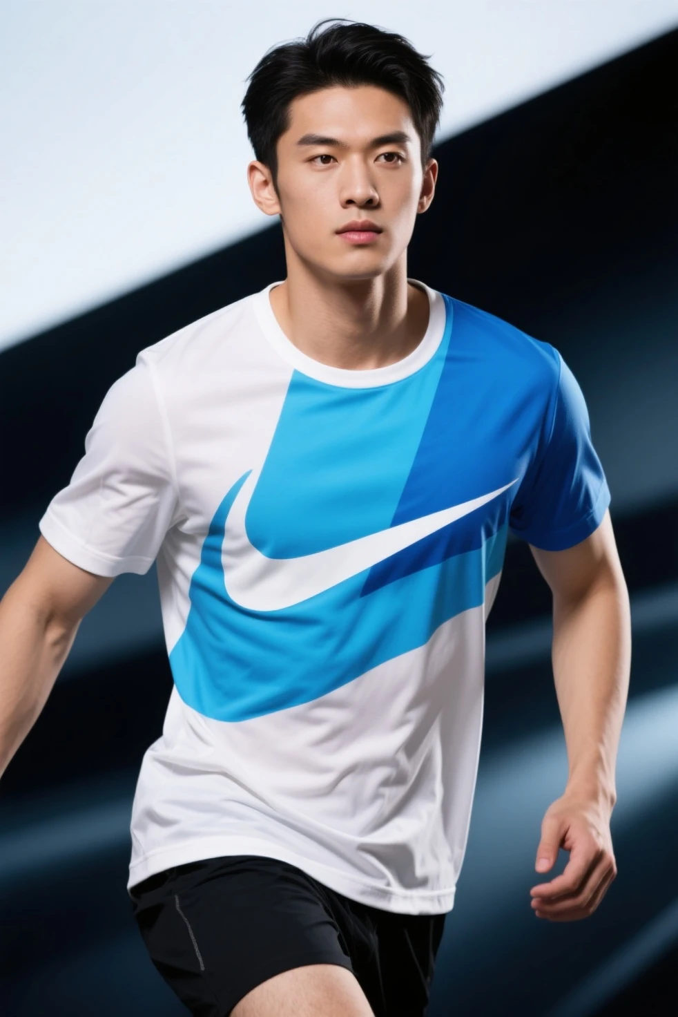 Best quality,masterpiece,ultra high res, close up, photorealistic:1.4,a very handsome Asian man, wearing shirt outfit,magazine cover, outdoor, on the street, as if a mans shower gel advertisement, active, clowded