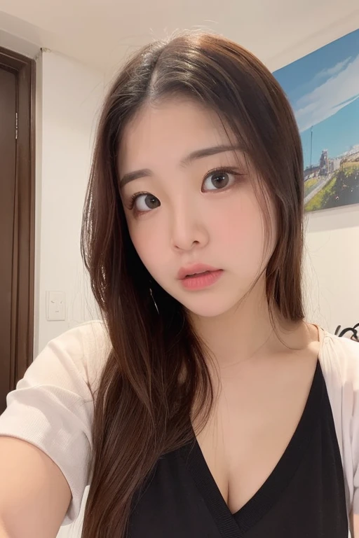 8k, highest quality, masterpiece, Ultra-high resolution, (Realistic: 1.4), Raw photo, Realistic skin texture, (Film Grain: 1.3), One girl, Beautiful and detailed eyes and face, masterpiece, highest quality, Japanese Idols, Fair skin, Natural blur background, close, Selfie, big, Front view, Ponytail hairstyle, Sticking out tongue, office lady, Side angle