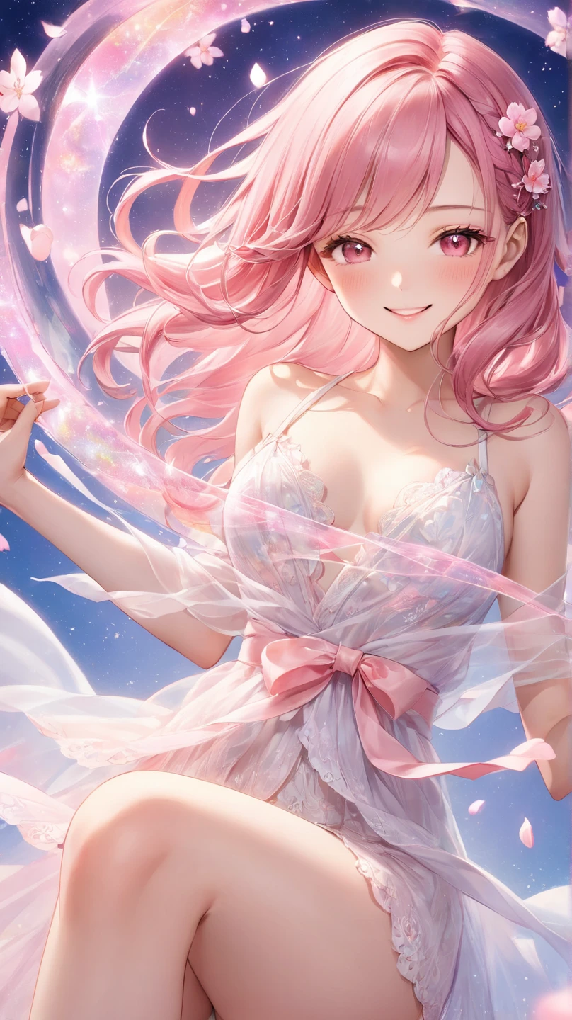 pink space with pink candles and pink flowers and pink candles、beautiful pink atmosphere, 美しいピンク色の花とPink crystal, Gorgeous pink setting, luxury pink wedding, very magical and dreamy, The setting of a fairy tale:, Beautiful pink atmosphere,pink flower decoration, Dramatic and beautiful pink lighting, dramatic theme, Heavenly dramatic pink lighting, Richly decorated, pink chandelier, Gorgeous atmosphere, romantic theme、,Single Side Rock Hairpin Blush Modern Cinematic Lighting,Ray tracing,Drop Shadow Wide Shot UHD,Textured skin,高いdetaileds,Top quality 4K、best qualtiy,tmasterpiece,超A high resolution,(真实感:1.4),RAW photogr,Pink light,1girll,(Sexy big),ssmile,long pink hair,(Pink eyes)、Pink hair ornament,(Slender Leg,cross leg), (Pink string lingerie,Transparent pink lingerie、pink sheer lace lingerie),beautiful goddess,detailedsなシーン, painting-like, beautiful goddess,detailedsなシーン, beautiful digital illustrations, detaileds,超detaileds, cinematic quality, (Beautiful and beautiful big breasts)((((A large amount of pink flowers floating in a pink lake々))))、(((large amount of pink wisteria flowers)))Pink light、pink colored lights、princess carry, full bodyesbian, See-through sexy lingerie, Transparent Lingerie、Sheer lingerie、big nipples、pink nipples、Pink areola、Large breasts, masutepiece,clitoris、Best Quality, きわめてdetaileds、Open legs、opens legs、Spread your legs、Float your hips、throw one's legs out、huge tit、thigh、Are sleeping、frombelow、best body、Best style、Perfect style、Beautie、Beautuful Women、The most beautiful in the world、hime-cut、(Lots of pink flowers on the head)、princess carry、Pink crystal、pink gemstone、pink glitter、(((submerged in pink liquid)))