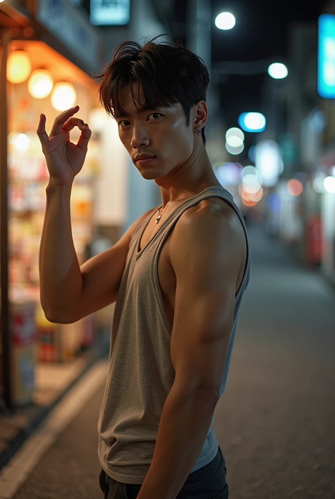 top-quality、​masterpiece、超A high resolution、(realisitic:1.4)、Detailed face、solo、１human male、Dark hair、glistning skin、dense skin、(asian human)、architectural、(absurderes、hight resolution、ultra-detailliert)、、1 male、Adultan's, 23 years old)、a handsome、tall muscular man、broad shoulder、extra very short hair、angular jaws、thick neck、thick eyebrow、extra very short hair、A dark-haired、fine eyes and detailed face、 Highly detailed CG Unity 8K wallpapers、intricate-detail、(Style Swirl Magic:0.7)、looking at the spectator、solo、(full body Esbian:0.6)、Detailed background、A detailed face、dynamicposes、、Urban background、dynamic compositions、 big muscle、、(Crotch bulge)、a handsome、 ((masutepiece:1.4, Best Quality)), ((masutepiece, Best Quality)), (photographrealistic:1.4)、(Fireworks Festival)、 Pubic hair, Open legs, ,  Abs, ((Erection 1.2)), (Moccoli: 1.4),  Sweating, (He is wet, Wet 1.2),, ((Slipping micro thong ), Wet and beautiful 1.4)), Blood vessels in the arm、、Chinese Bishonen、(Stroll through the city of fireworks displays:1.2), food stand, (Dark blue sexy hot silk yukata:1.3),   Smile, red blush,（the perfect body：1.1）、（shorth hair：1.2）、FULL BODYSHOT,（Very elaborate CG 8K wallpapers）、（extremely delicate and beautiful）、（​masterpiece）、（top-quality）:1.0)、(超A high resolution:1.0)、[hight resolution]、detailed skins、ultra-detailliert ((colourfull)), male people、Japan men、Vermilion band, puffy nipples , swollen nipples , sexy , eroticism, NSFW , gay focus