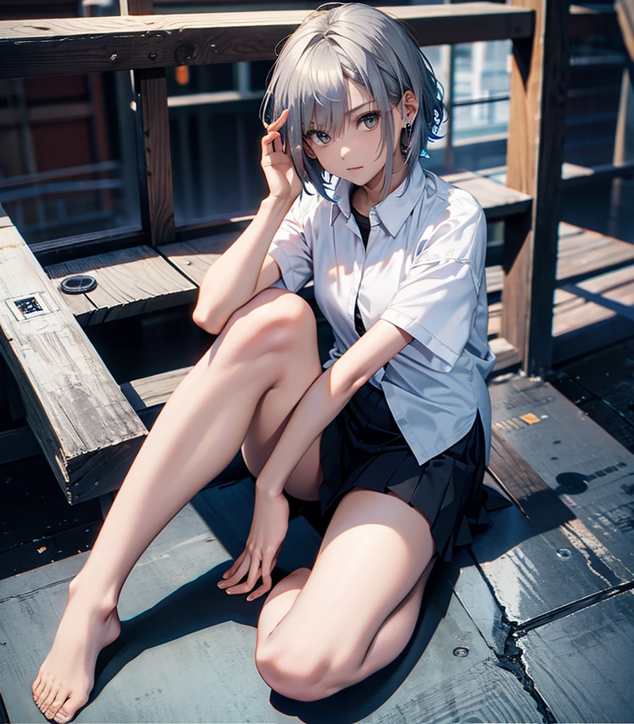((8K, RAW Photos, Highest quality, masterpiece), High-resolution RAW color photos、Professional close-up photography, (Realistic, Photorealism: 1.37), (Highest quality), (Best Shadow), (Best illustrations), clavicle ((big)), ((erotic, sexy, Ultra-high resolution, High quality CG integrated 8K wallpaper, Physically Based Rendering, Cinema Lighting), (aegyo sal:1), 18-year-old girl, (White shirt, White underwear,Gag,ribbon, socks, High School Uniform), Damp Underground Prison, Beautiful details in the eyes, Light on the face, ((Full Body Shot: 1.2)), Particularly strong light, (Upward glance, Embarrassed and shy expression:1.2),Shiny skin, (((Silver Hair,Bob Hair:1.2))), (Small pink nipples erect:1.2,Being forced to spread her legs,Thick thighs), Urzan-6500-v1.1:0.2, shy, (flash:1.2), Browsing Caution , (Puffy), ((Seductive posture: 1.2, Charm: 1.2)), (Idol), (Bound hand and foot: 1.2)), ((Excellent anatomy: 1.2)), ((Damp Underground Prison:1.2, The background is blurred)), Perfect Face, Cute face, (High angle shot:1.2)
