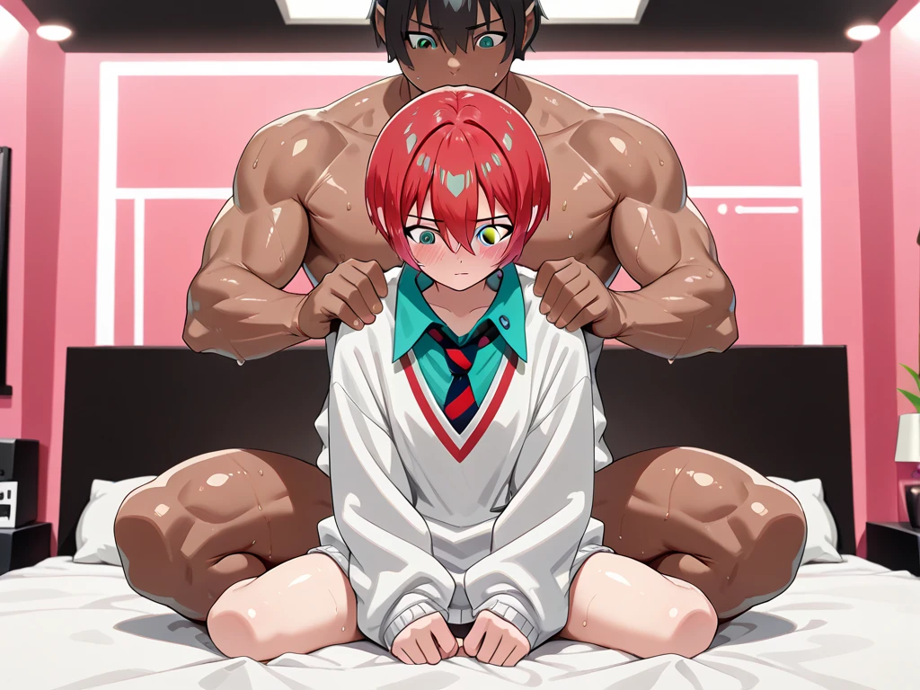 score_9, score_8_up, score_7_up, source_anime, BREAK, (((amui))), 1girl, Whitney, sex from behind, face in pillow, blush, flustered female, nude, faceless male, sex, motion lines, 